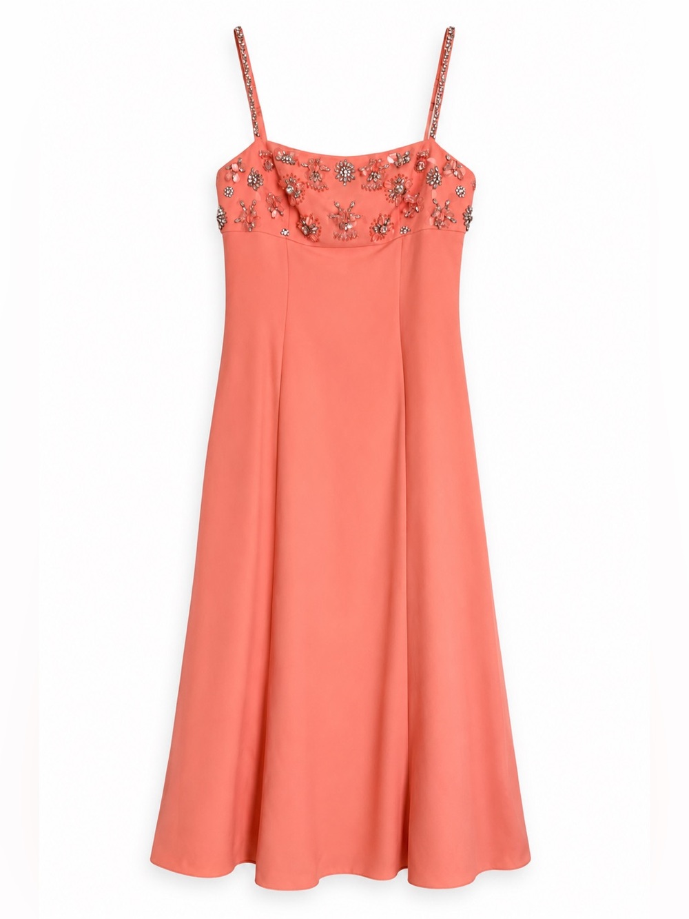 Club London Peach Embellished Midi Dress